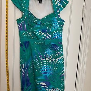 Blue Green sleeveless knee length dress